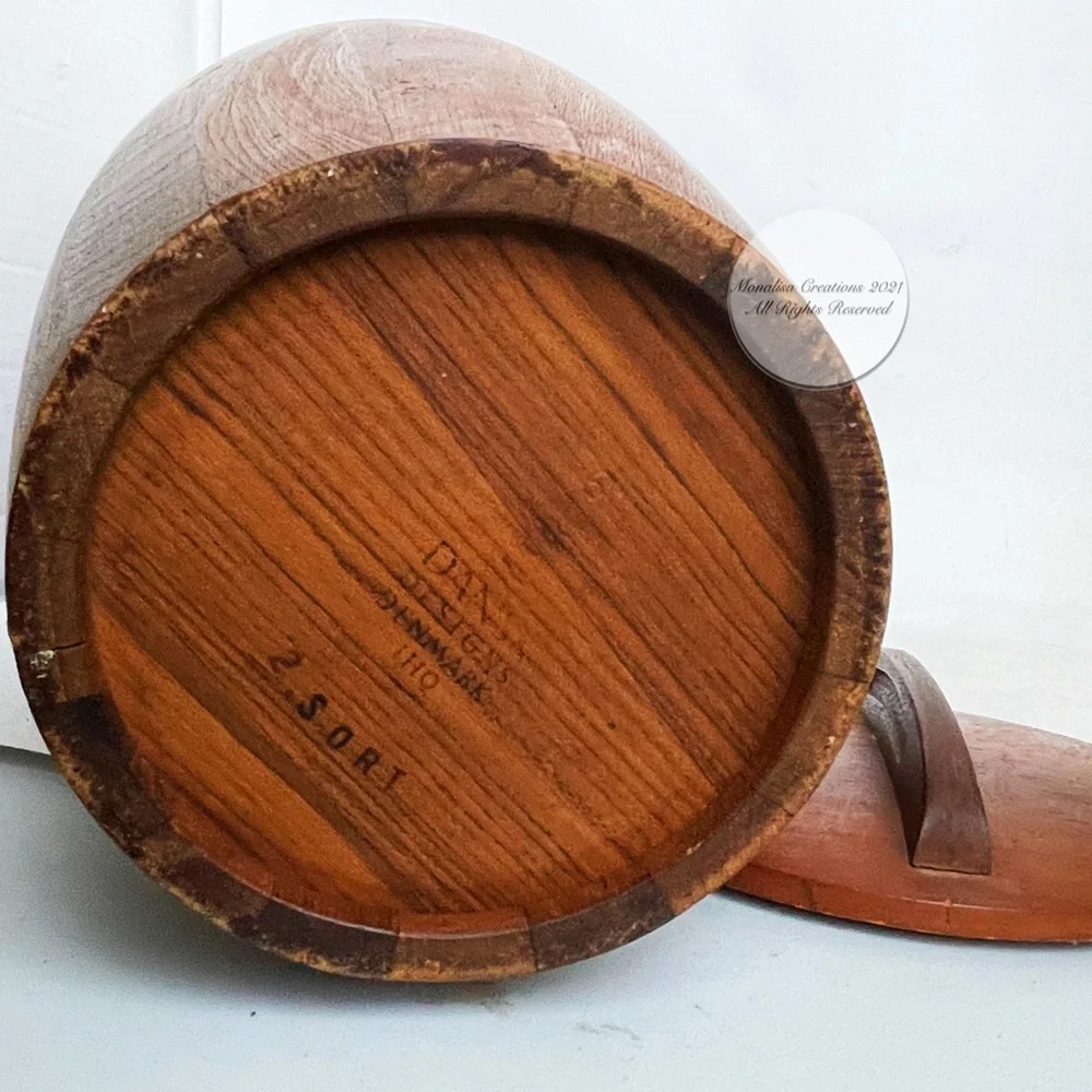 Dansk Ice Bucket + Lid Staved Teak Danish Mid Century Modern Vintage Barware